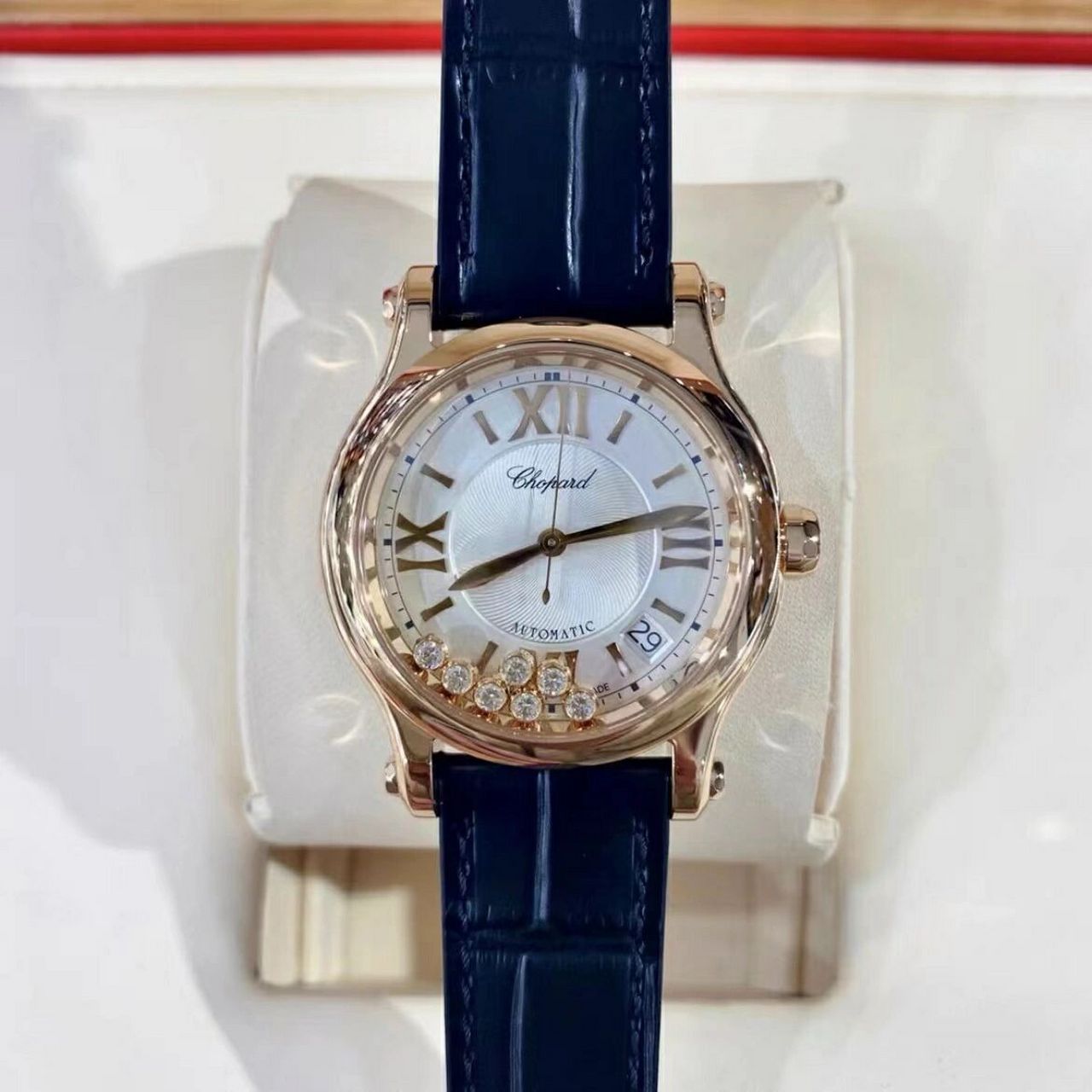 萧邦快乐钻 快乐7钻女表274808,表径36mm,18k玫瑰金材质,自动机械