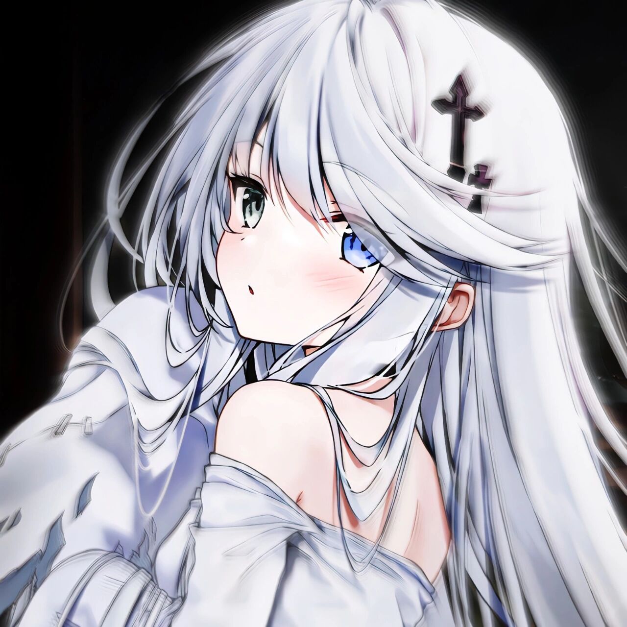 ai白毛头像 谢谢宝  帮我制作的头像么么啾～ 末尾放原图尊重原作者