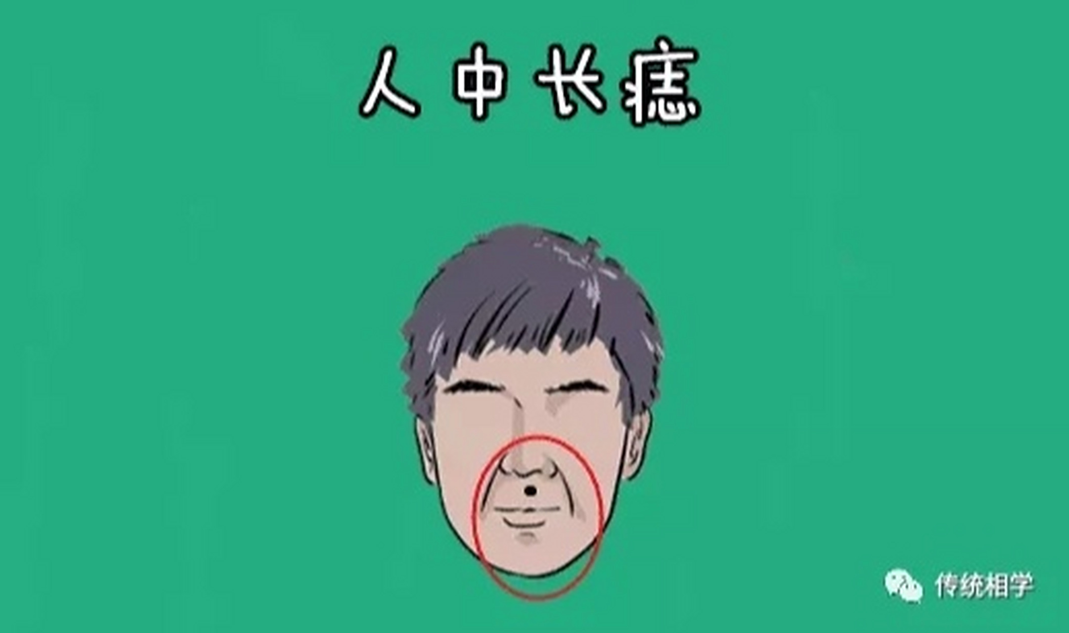 人中痣 人中位于鼻梁下方的凹槽处的位置,也就是任督二脉所在的位置