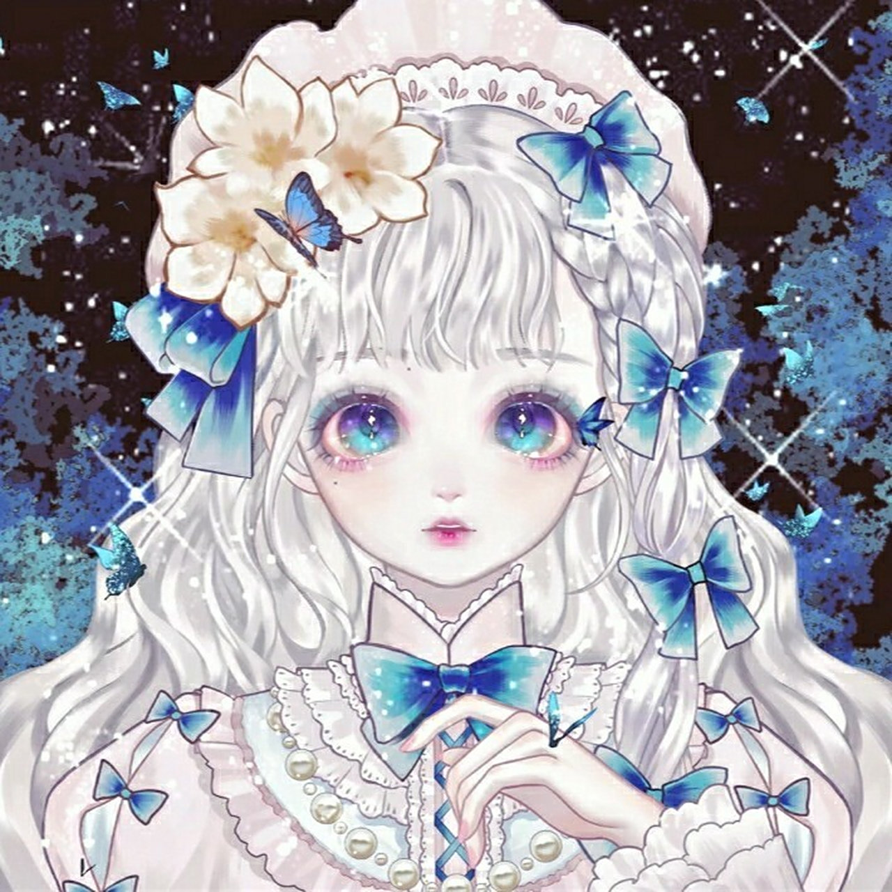 蝴蝶蓝色系列/动漫头像女 细节真的能看出一个人到底喜欢不喜欢你