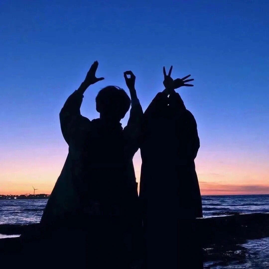 夕阳下的情侣头像 超级喜欢这种背影杀手,哈哈哈哈,唯美?