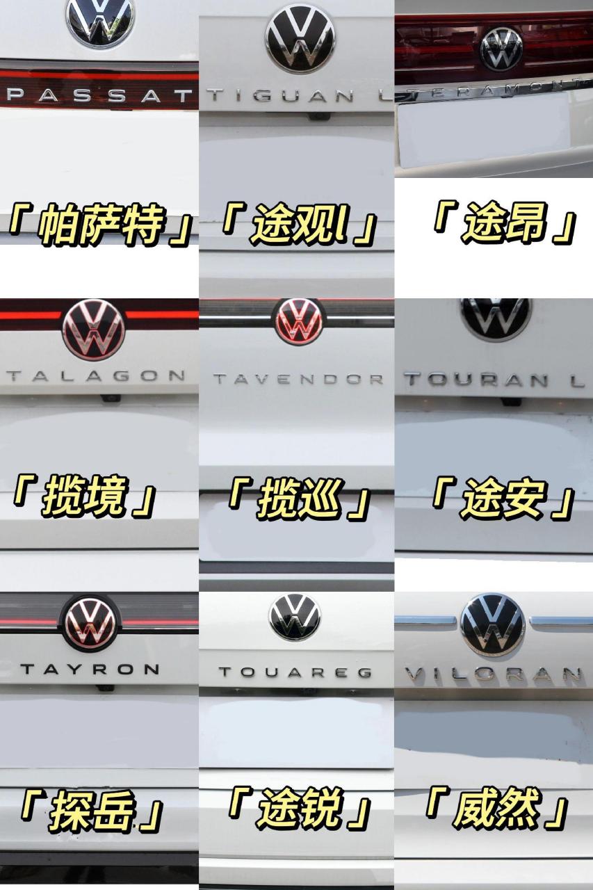 这期带来所有大众车型英文字母标识,通过标识对应中文名称,带你快速