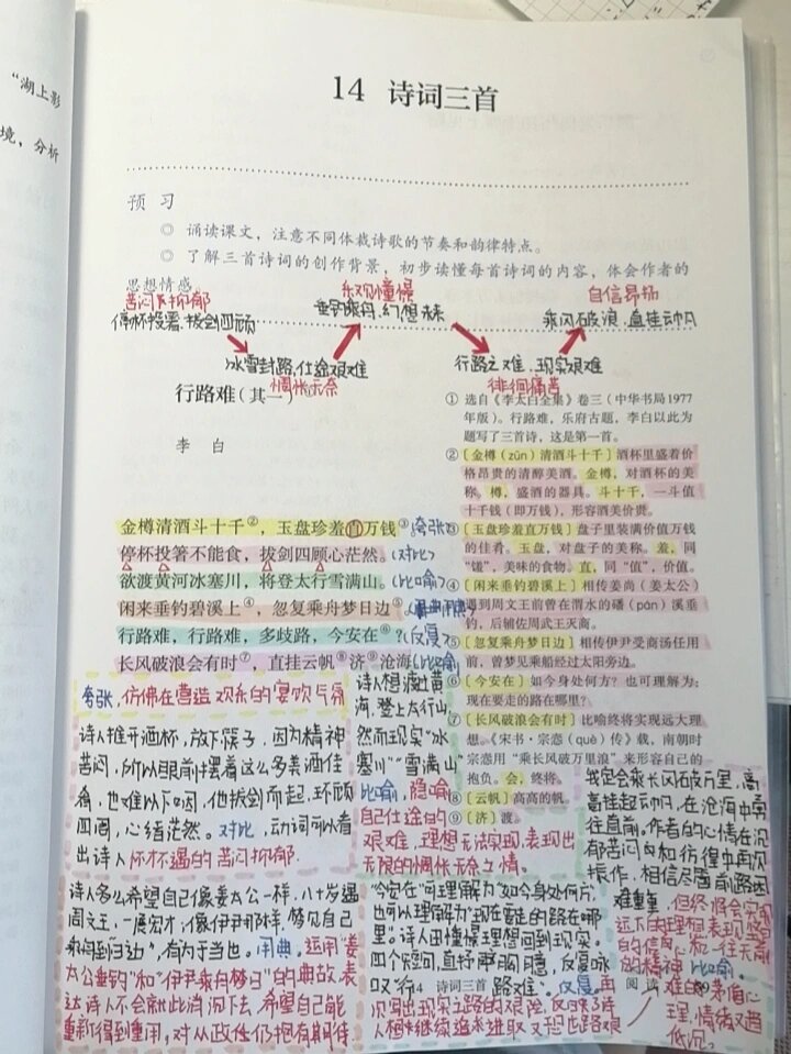 九年级上册,14《诗词三首》行路难(其一