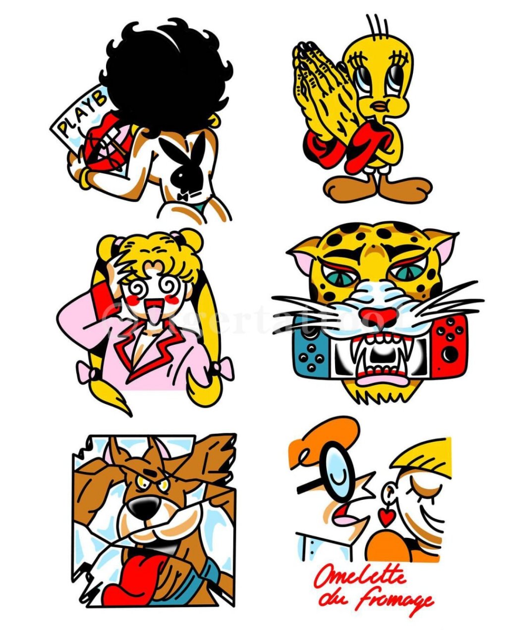 彩色小图拼接花臂～ #纹身# #卡通纹身# #oldschool纹身# #拼接花臂