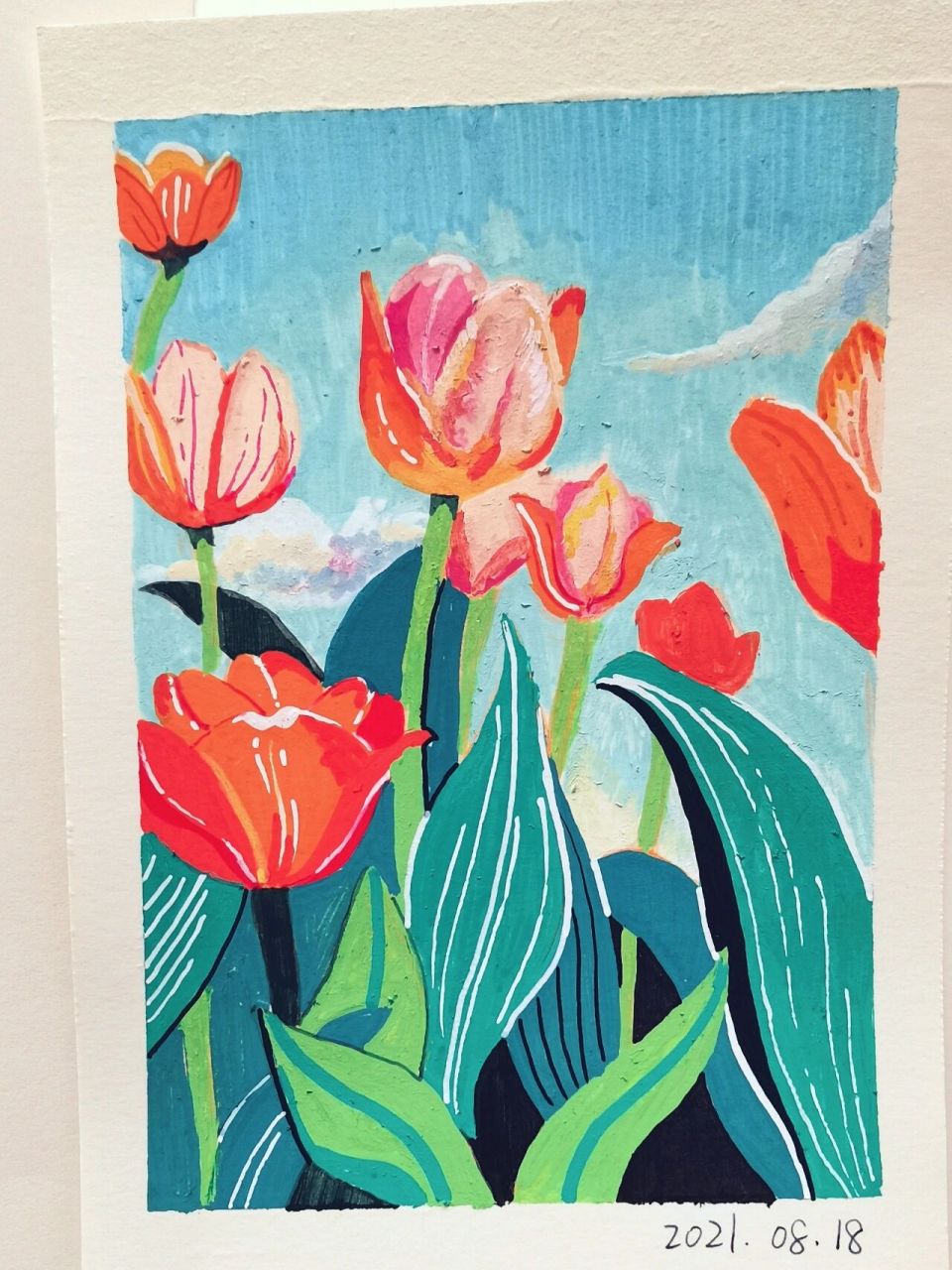 原创| 丙烯马克笔夏日风插画 近日原创手绘小风景插画 工具:(上色)