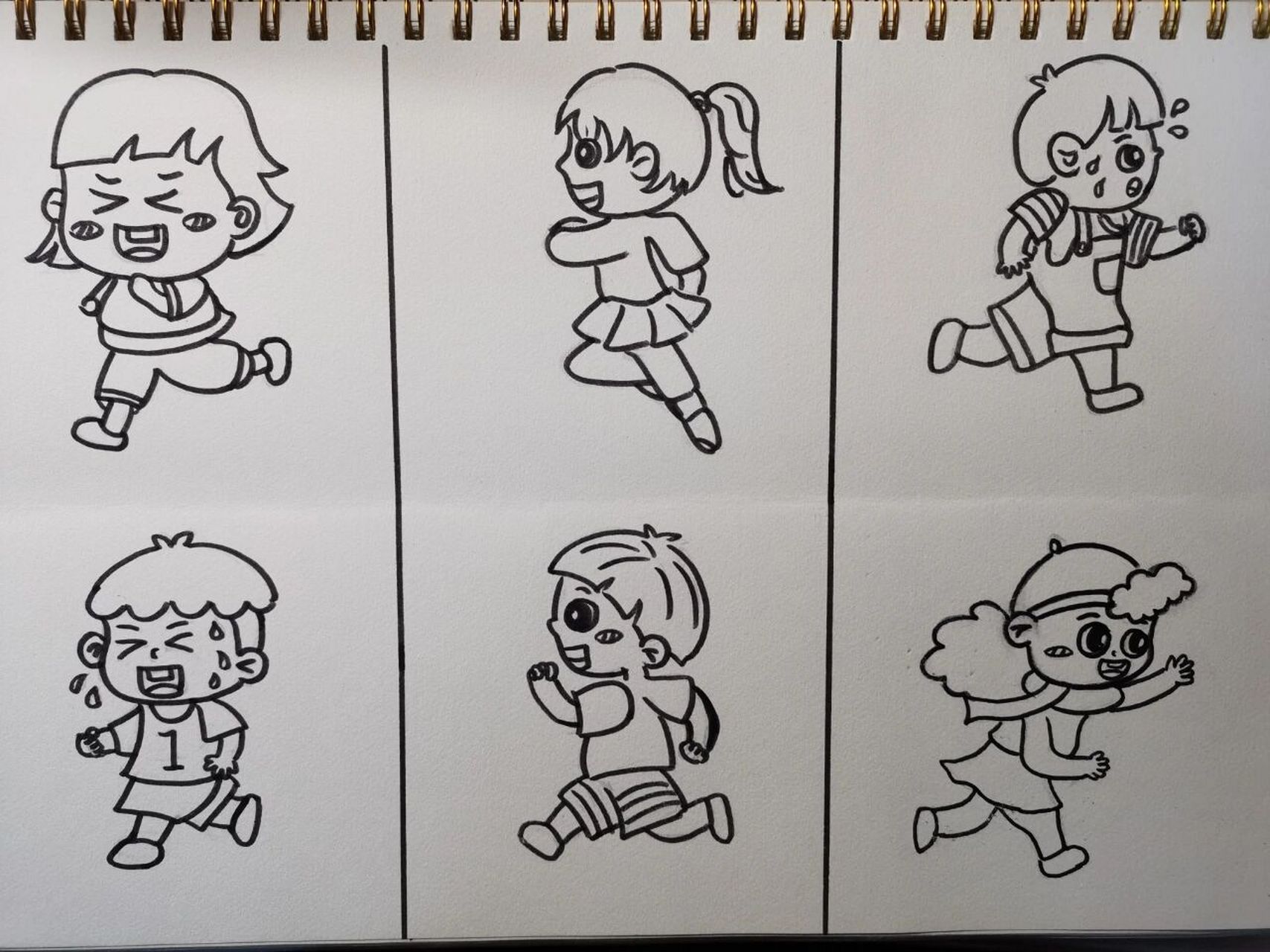 儿童画动态人物(跑) 收集一些动态人物,考试的时候画动态会比静态更有