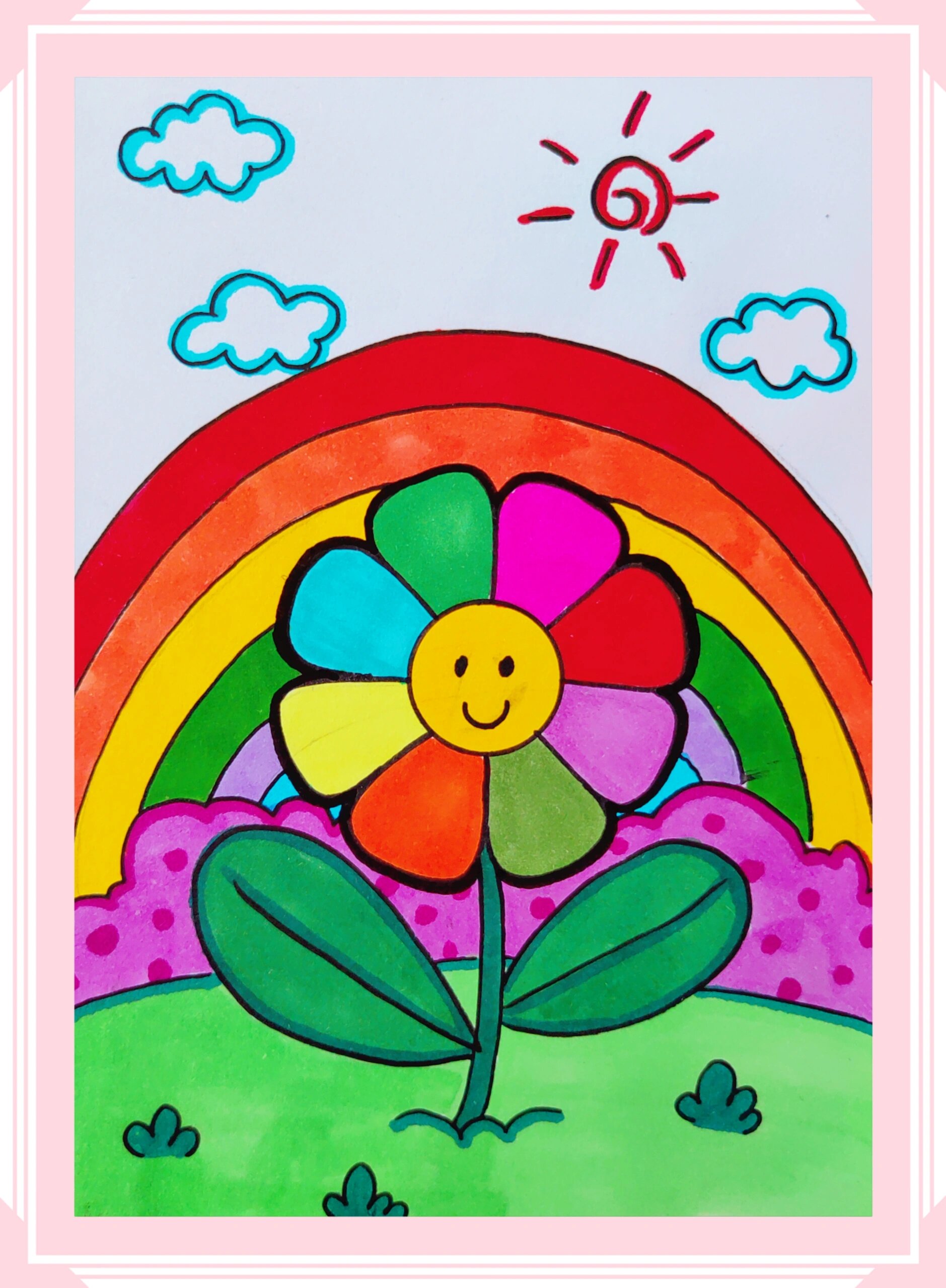 一起来画漂亮的七色花