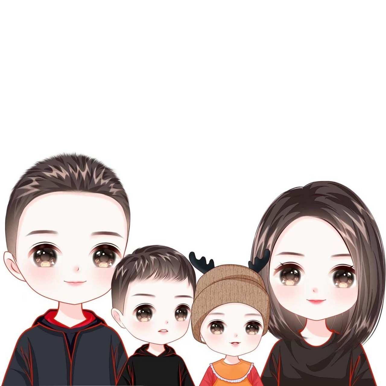 全家福卡通头像男宝女宝卡通可爱头像 愿时间永远停在这一刻,爱你们是