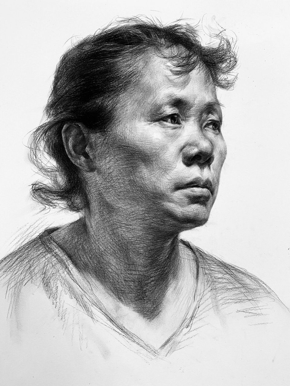 素描头像——中年妇女人头像