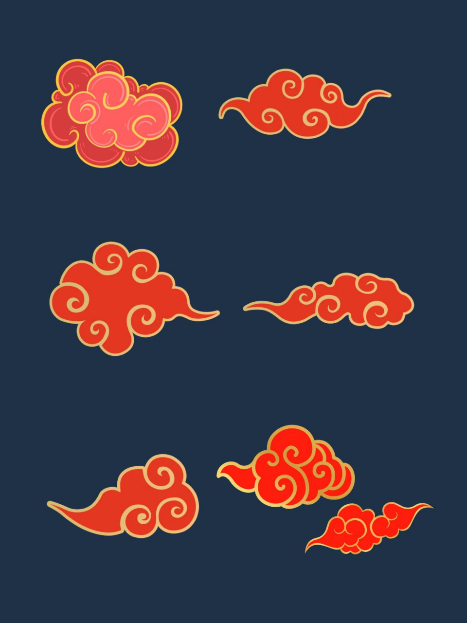 敦煌风祥云彩云96|云纹免扣素材 7815寓意祥瑞之云气,表达了