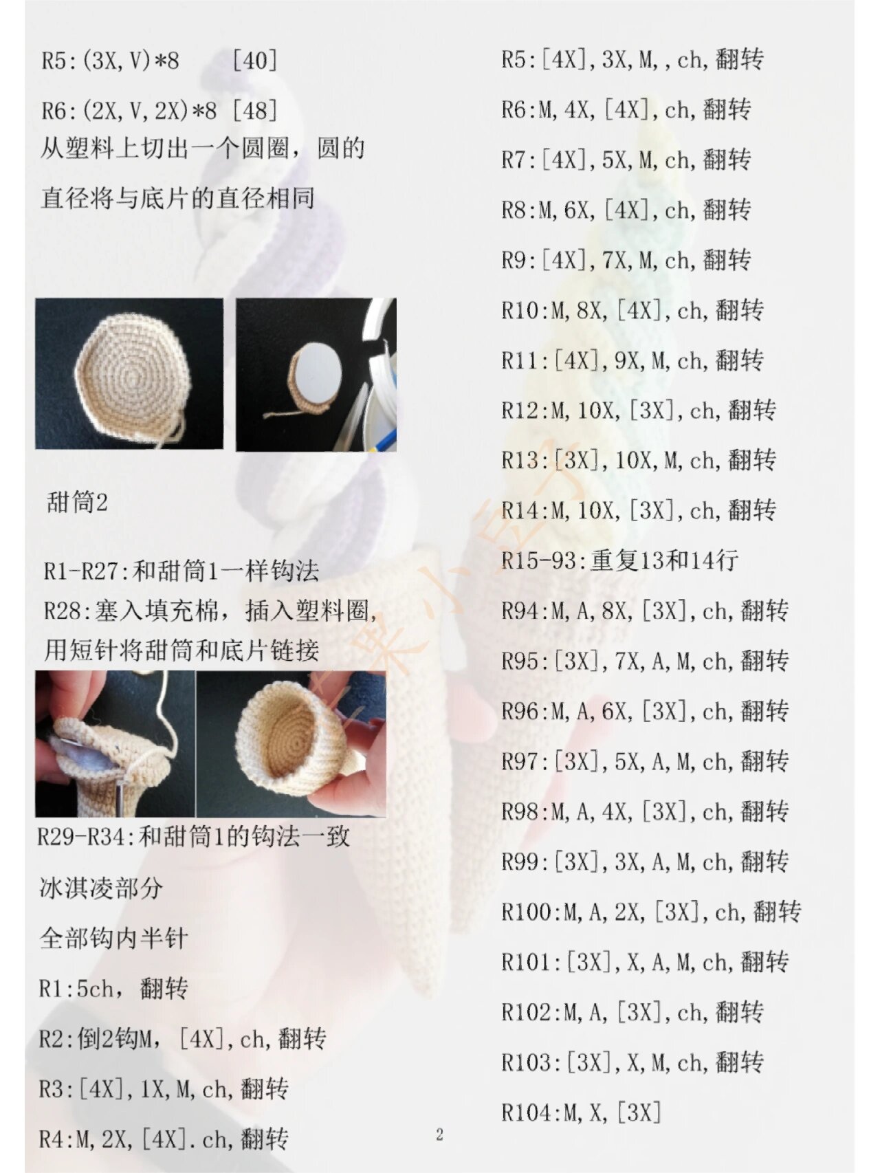 钩针图解|冰淇淋 奶油冰淇淋  好好吃的样子