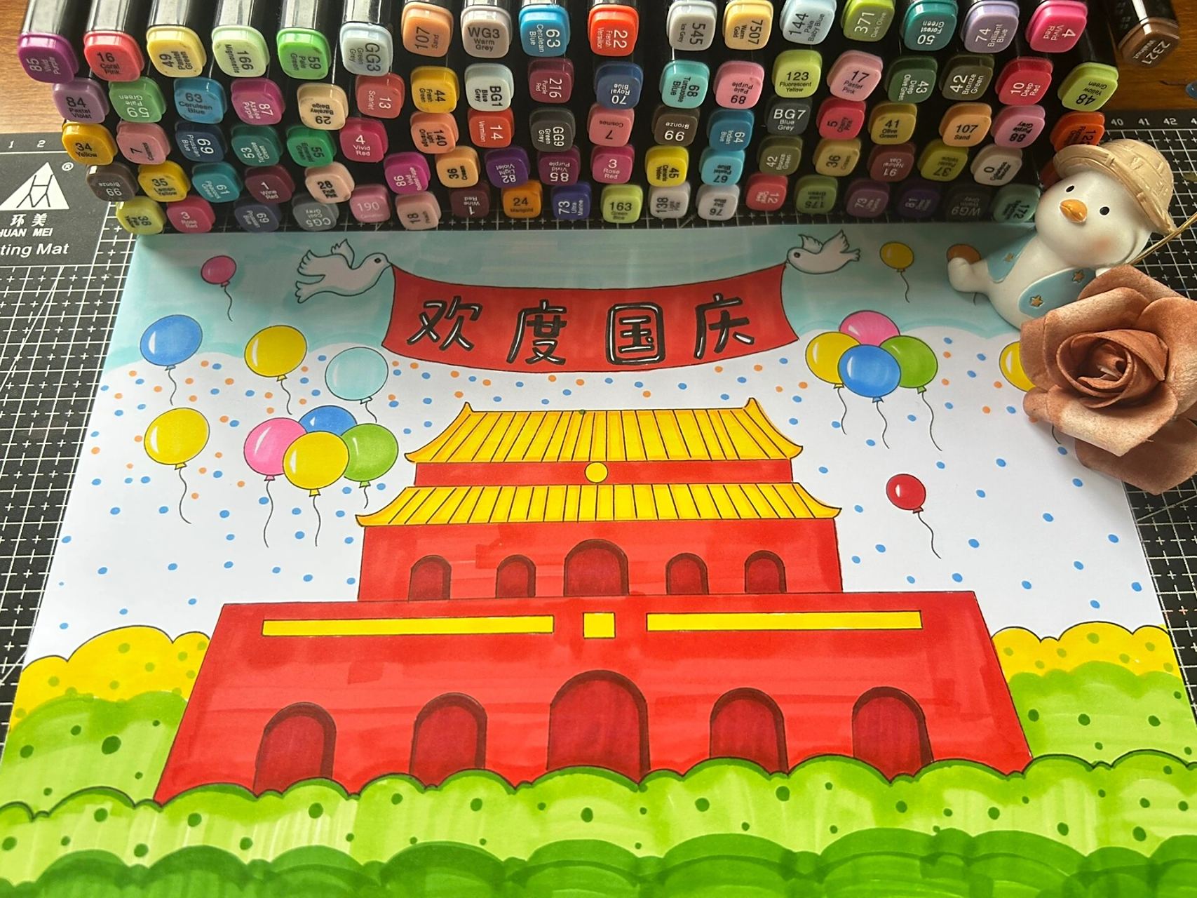 国庆节简笔画 国庆节绘画,国庆节手抄报,线稿9315打印涂色呦