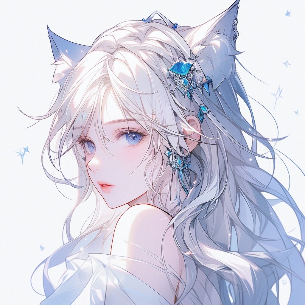 最后一张yyds,蓝色系狐耳小姐姐|动漫女头