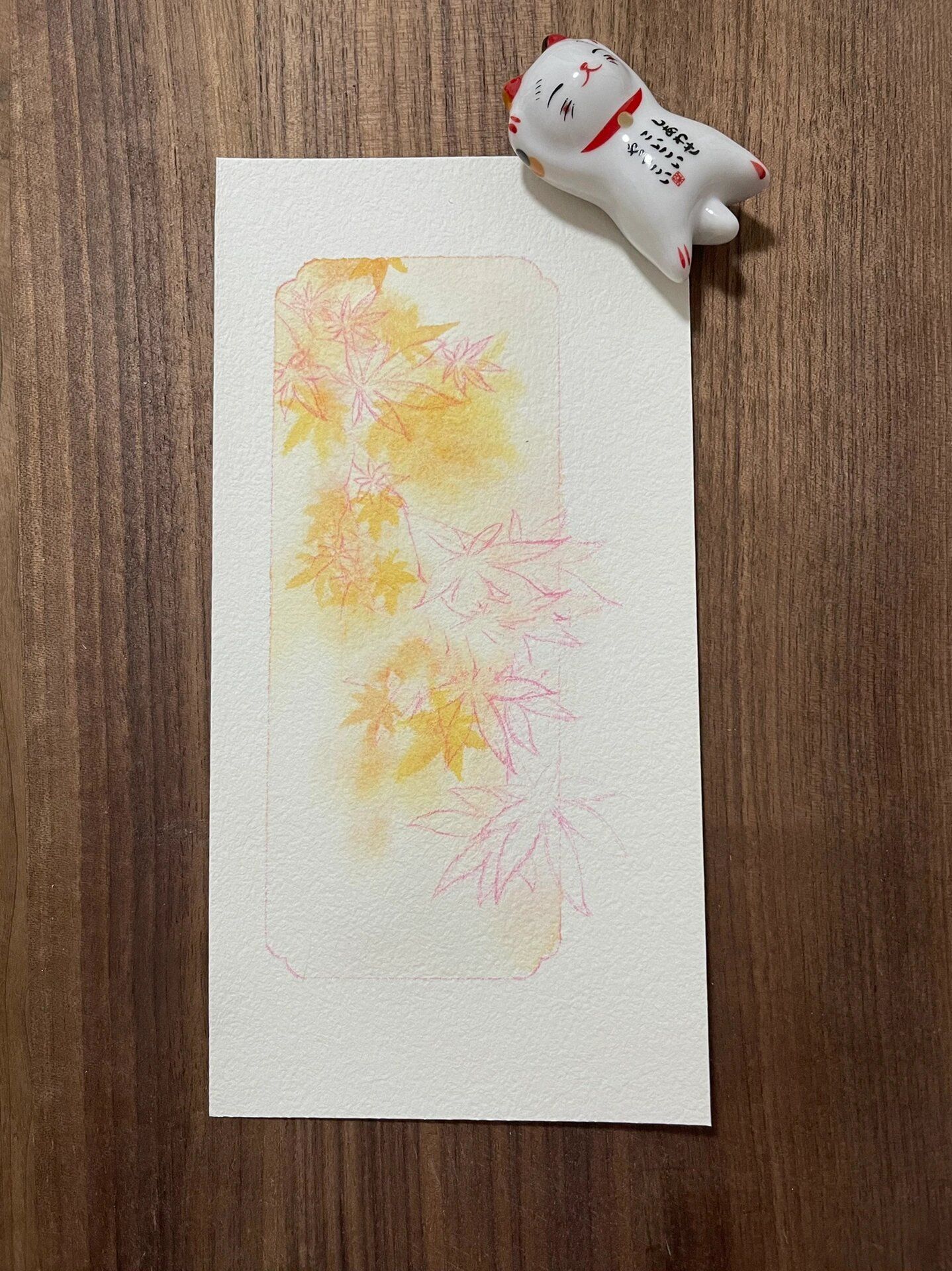 原创古风水彩书签～秋(附过程图) 93霜叶红于二月花93