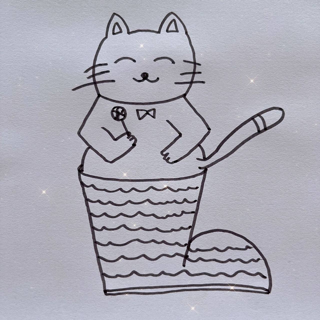 创意简笔画 画一只穿靴子的猫
