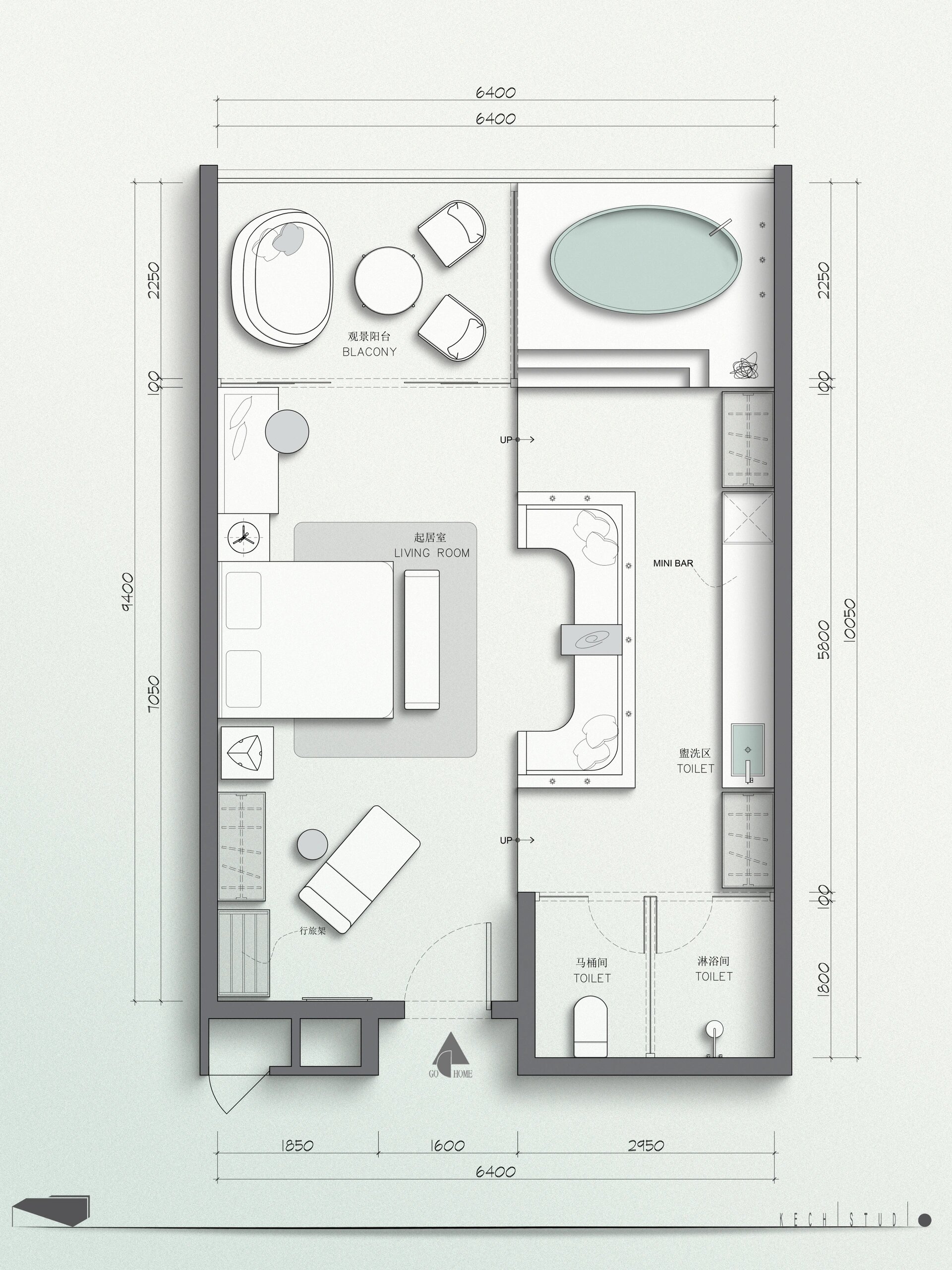 73平面方案 |一个酒店户型六种不同常规方案
