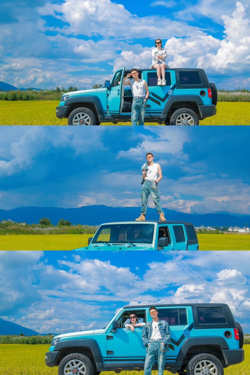 大理最酷92环洱海6015吉普车旅拍 情侣版 最近喜洲的稻谷都要收