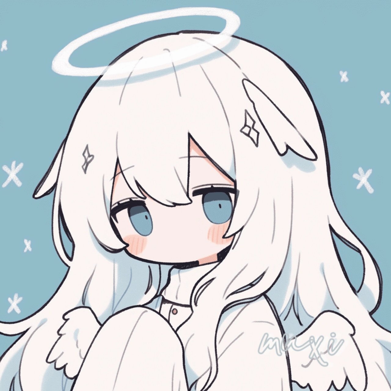 小天使头像|蓝白冬日 7615