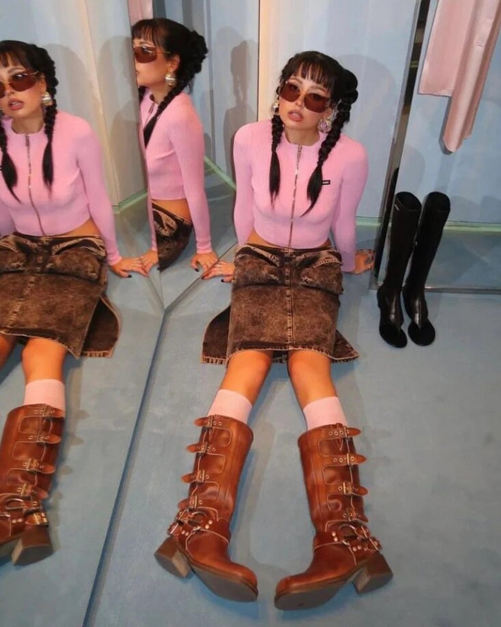 miumiu这双靴子今年杀疯了 几乎每个博主人手一双,也为我们提供了很多