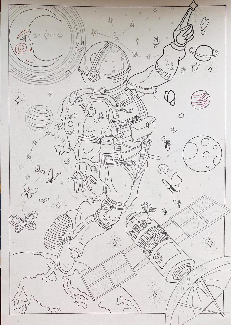 航天海报手抄报及文案 绘制读书海报,根据"中国航天"书籍,绘画了海报.