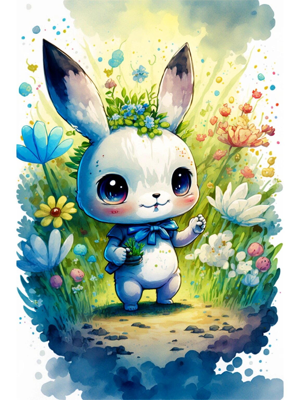 治愈系水彩画|小兔子
