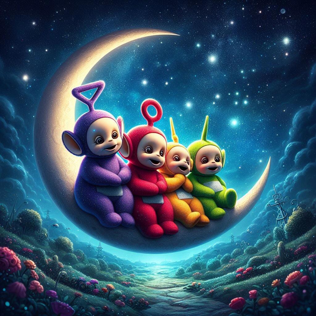 天线宝宝一起坐在月亮上🌙说晚安