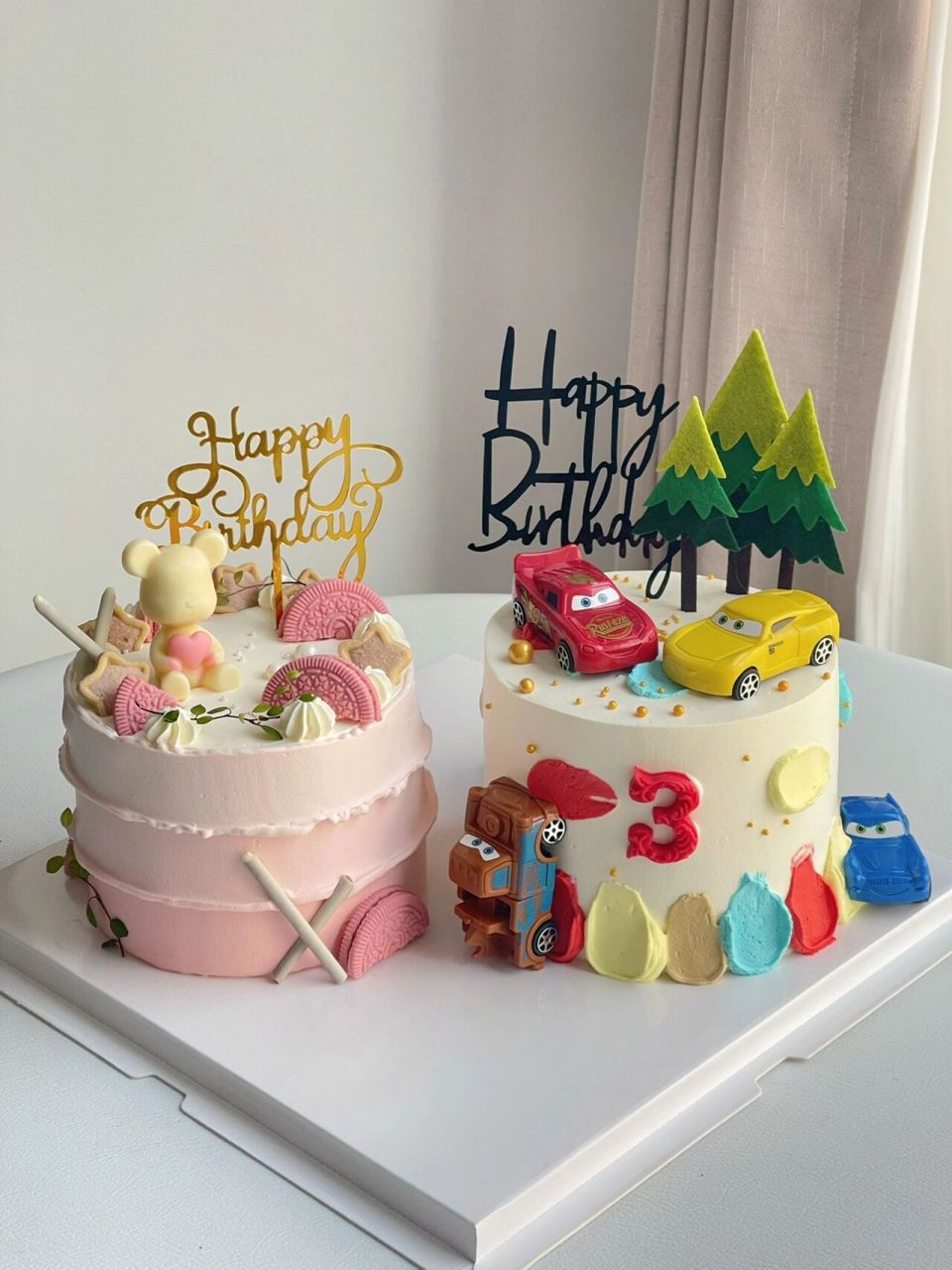男孩女孩双拼款丨合肥蛋糕 爱心小熊&汽车总动员款双拼蛋糕合肥美食丨