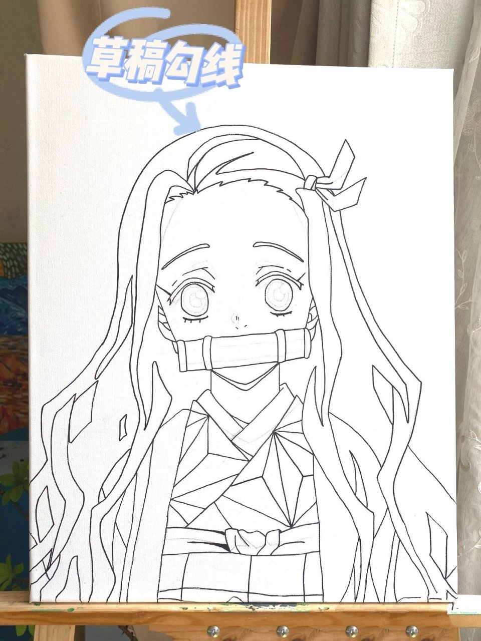 丙烯画//鬼灭之刃 祢豆子 超级可爱的祢豆子步骤图来了!