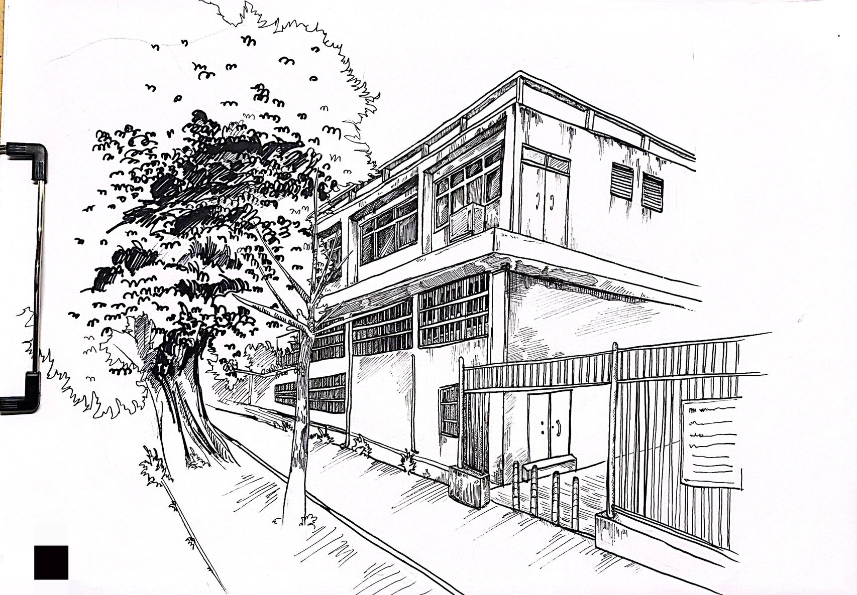 校园速写 学校的教学楼