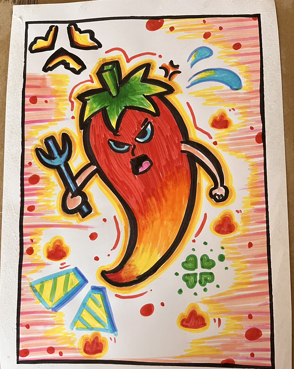 简笔画儿童画《辣椒9215》 有借鉴别人的素材,忘忘了是谁,要是