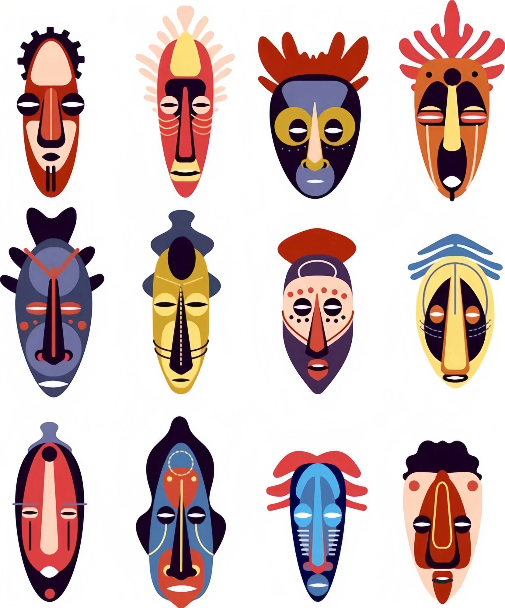 简笔画素材|超酷的非洲部落传统面具