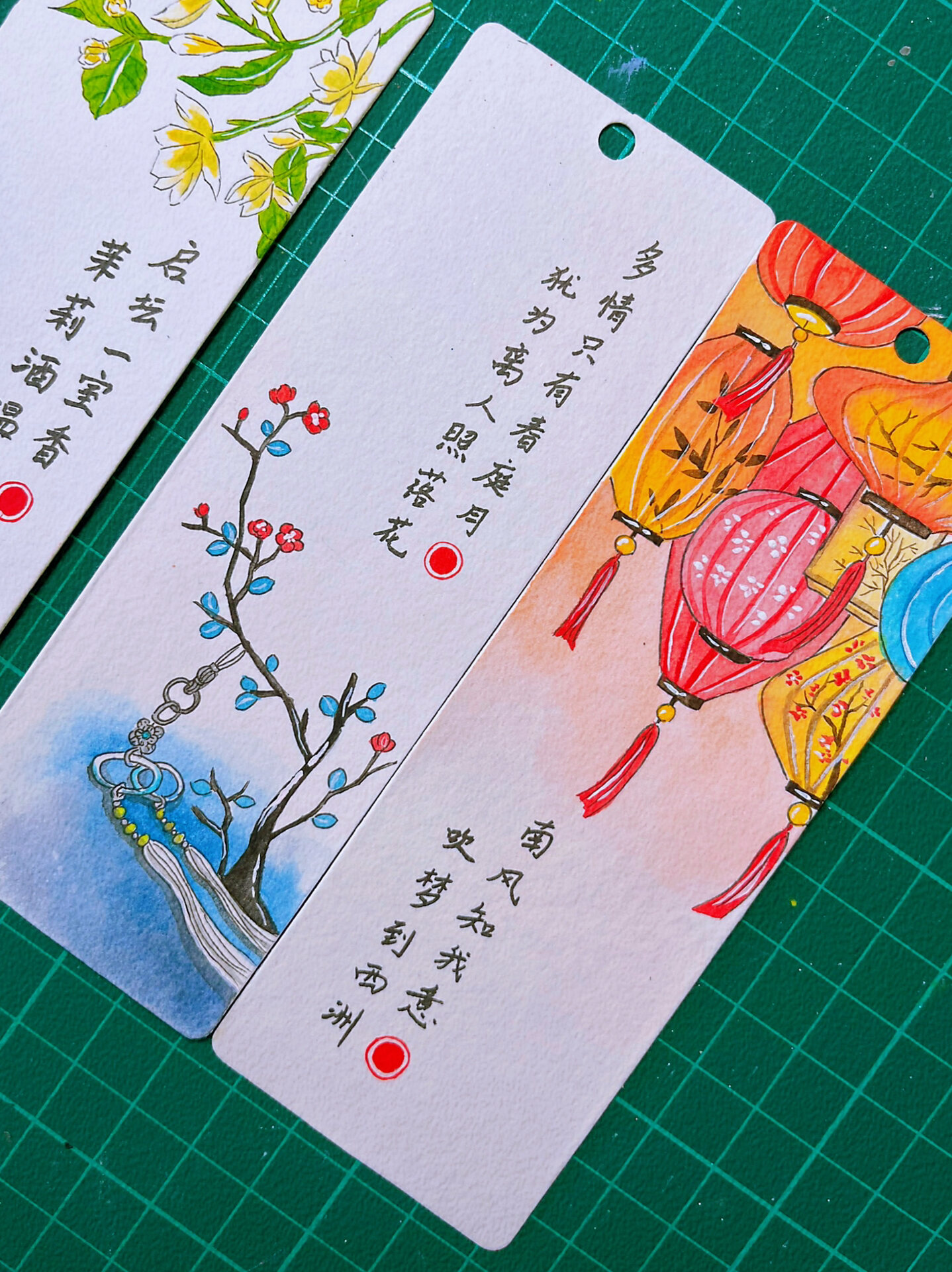 古风水彩小书签92|意境古风～1套4张附过程
