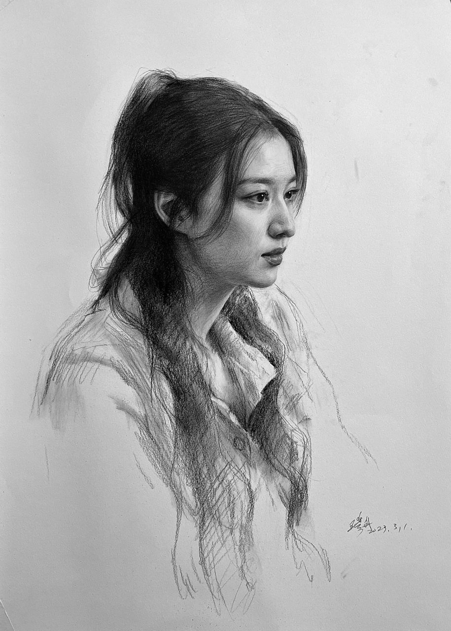 素描 王楚然 又是一张可以直接临摹素描 ,这张侧面不太好画,尽显不出