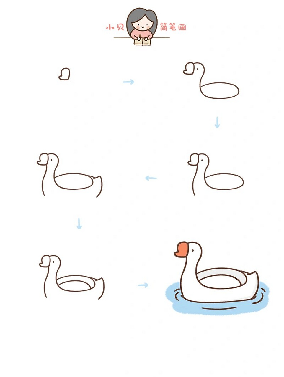 小贝简笔画-大鹅船 公园的大鹅船还有鸭子船大家不陌生吧.