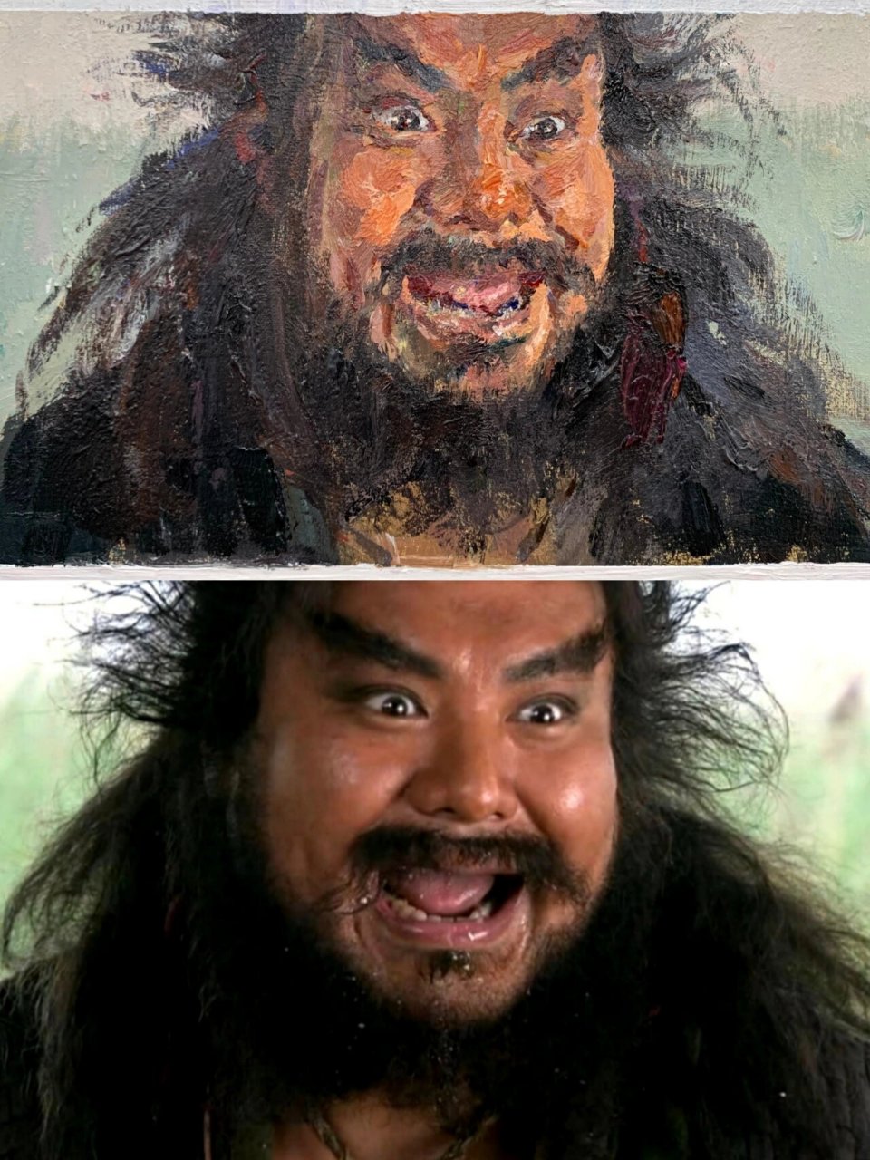对比图来了!水浒人物肖像丙烯画作画方法～ 李逵和张飞,干货哦