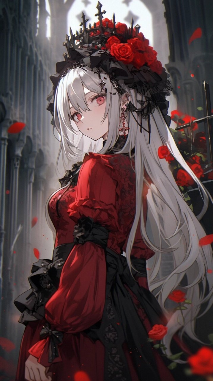 暗黑系 | 哥特风女生头像壁纸插画