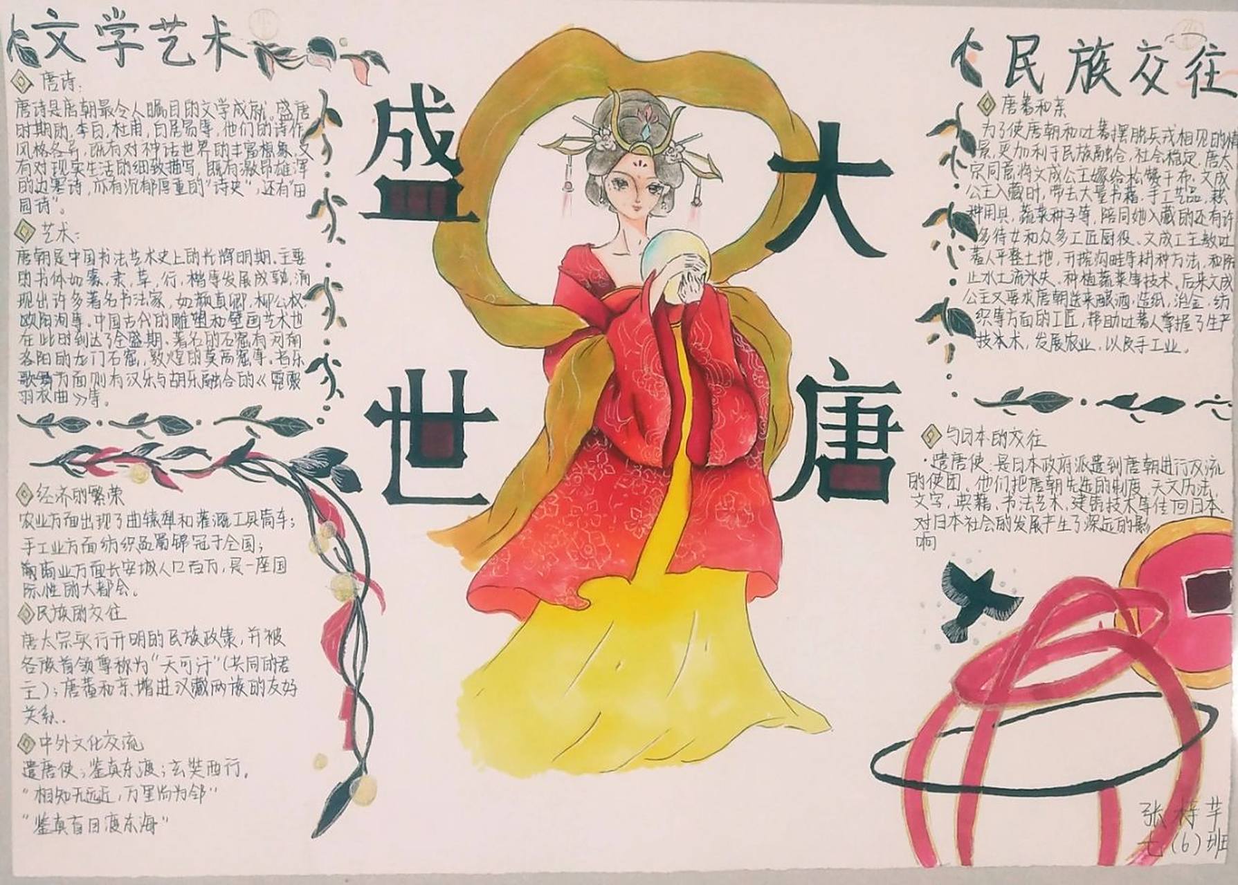 七下历史盛唐手抄报~拾玖手绘 盛世大唐手抄报