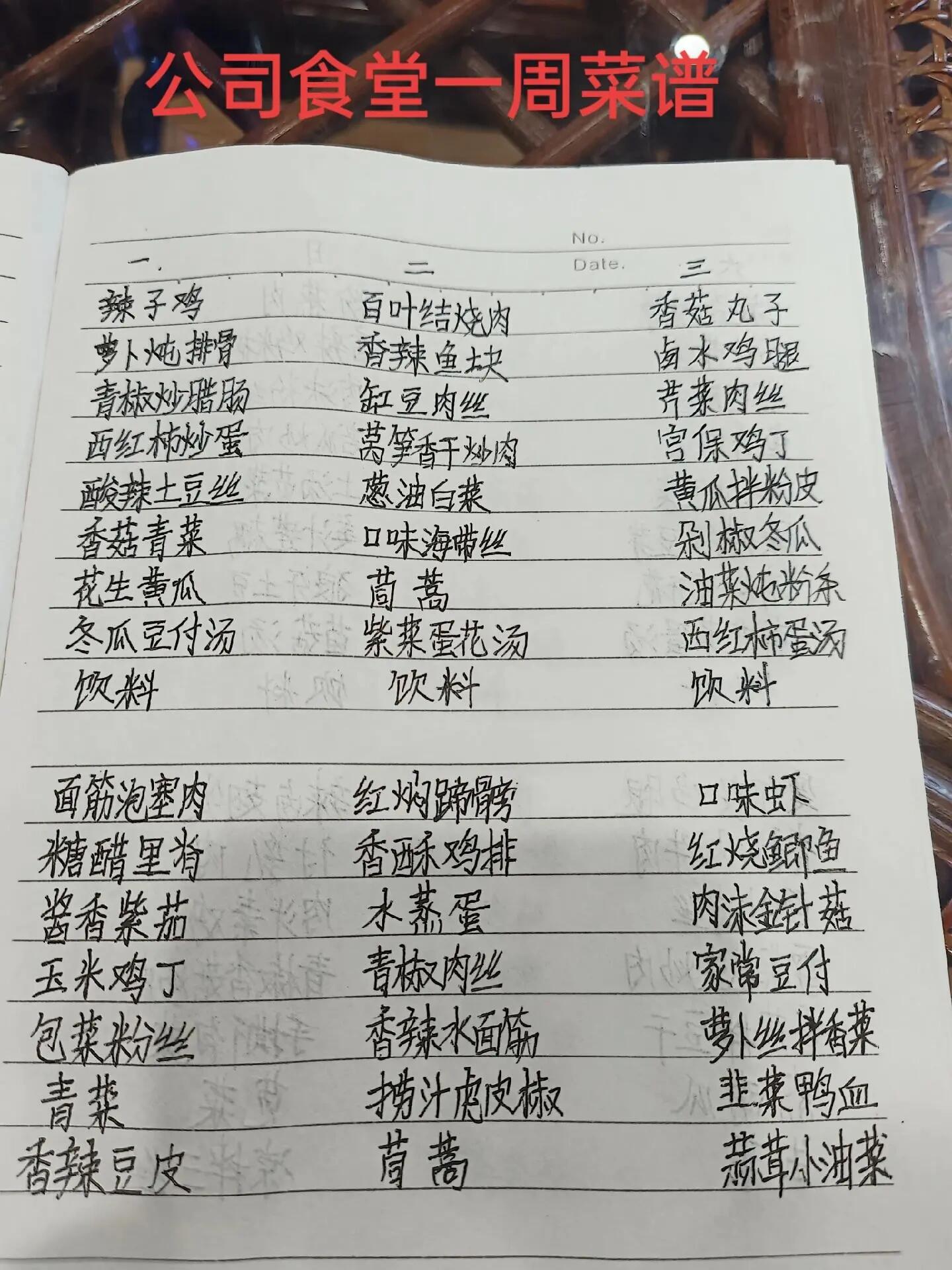 公司食堂一周菜谱97