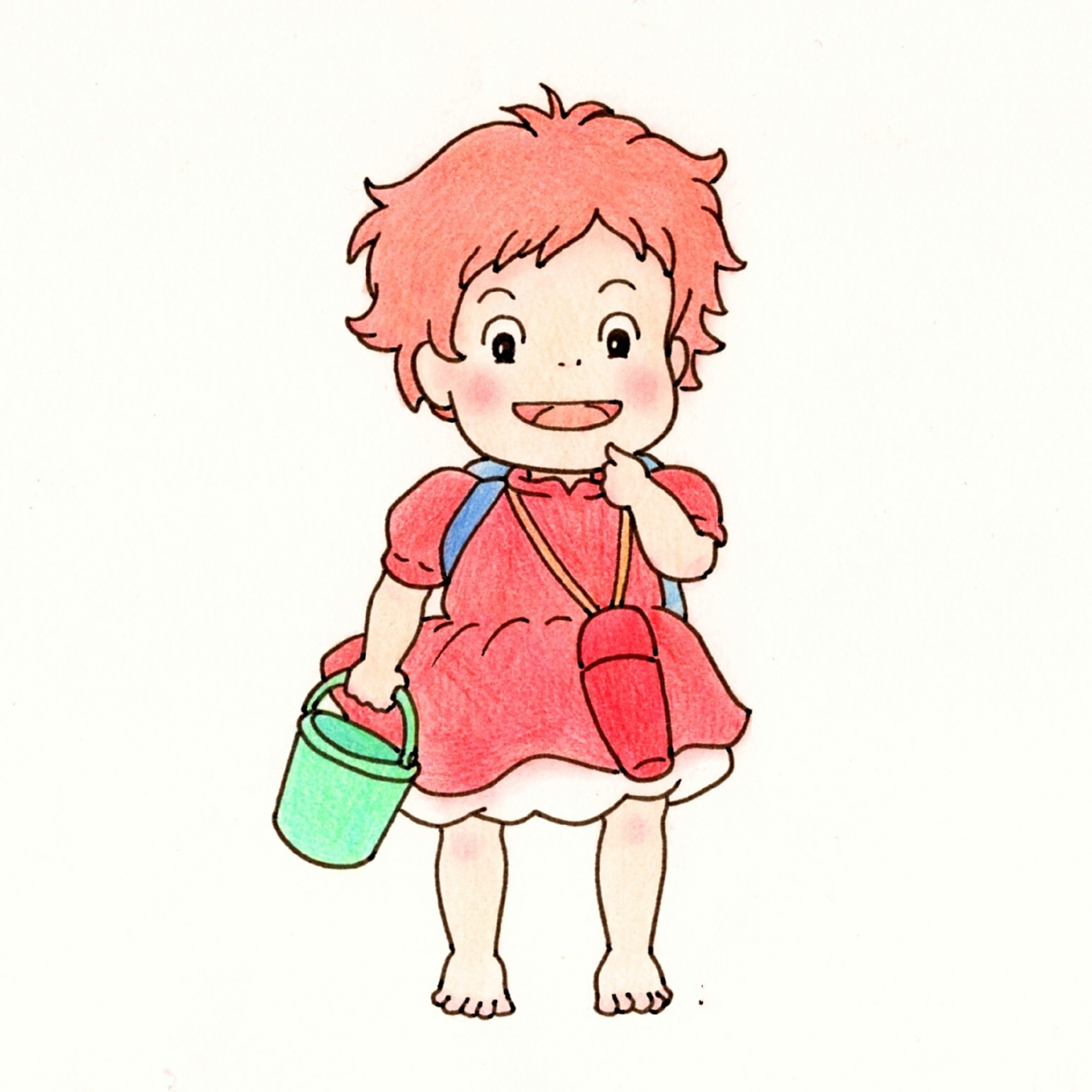 一步步教你画宫崎骏动画人物【波妞】简笔画 之前发过宫崎骏动画人物