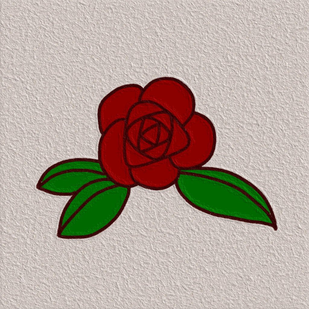 玫瑰花简笔画(步骤) 也可以换成自己喜欢的颜色