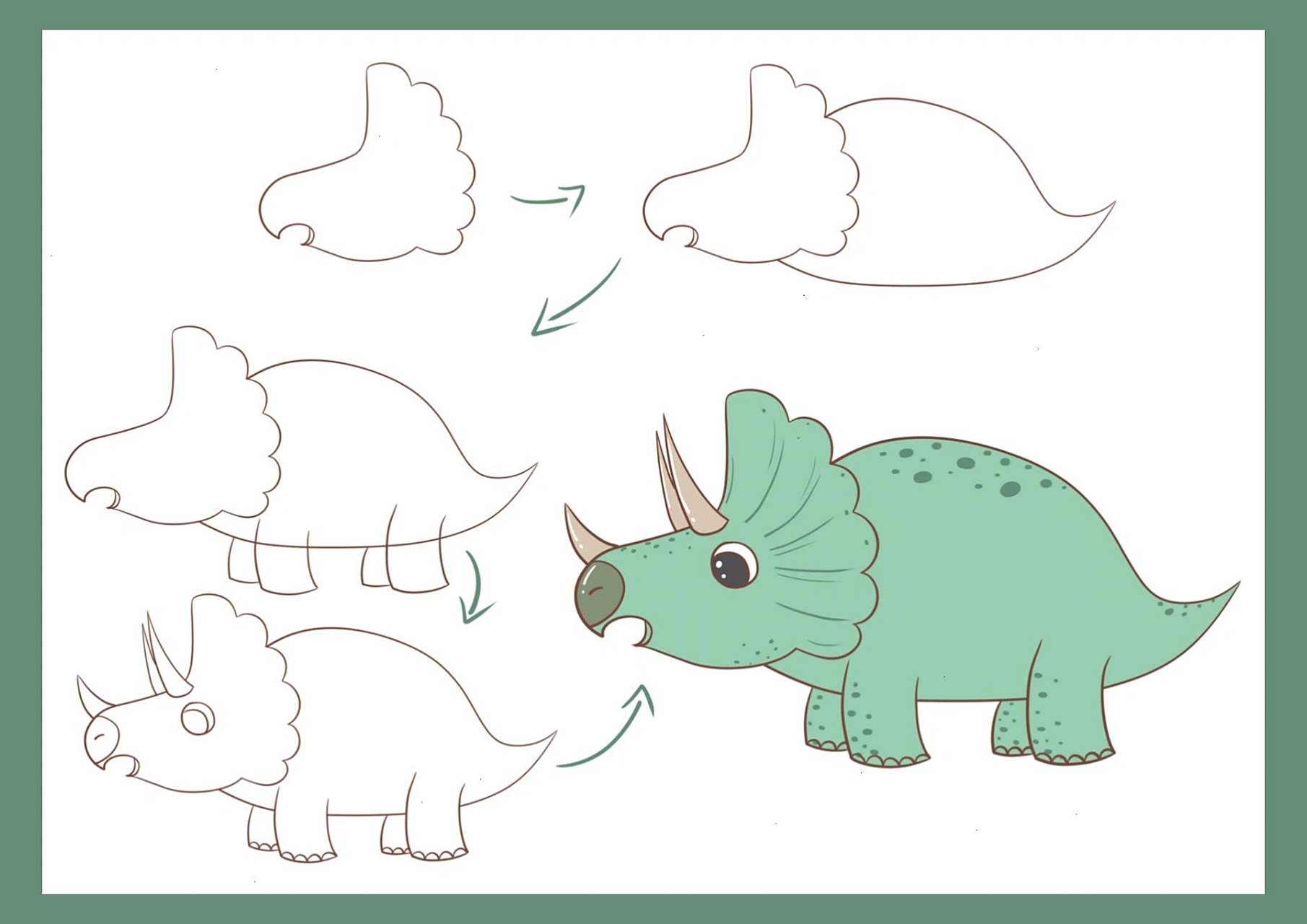 恐龙简笔系列——三角龙小教程  不难哦,拿起笔来试试吧