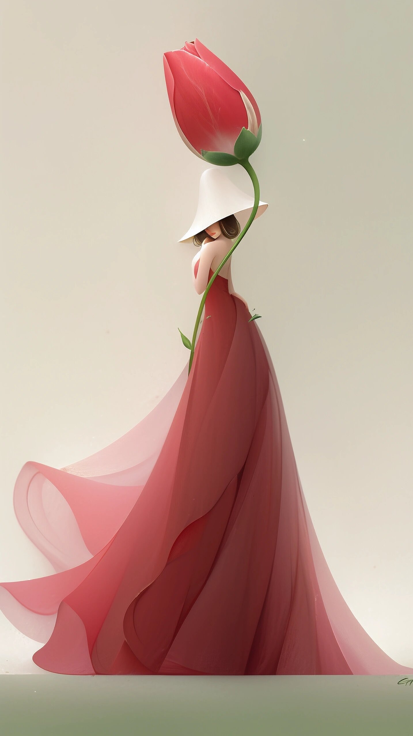 女人如画|唯美插画壁纸素材 我见着就有种妖娆又不失俏皮可爱的感觉