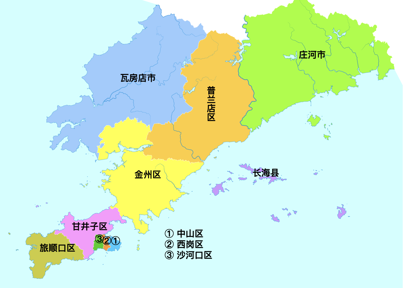 大连甘井子区地图范围图片