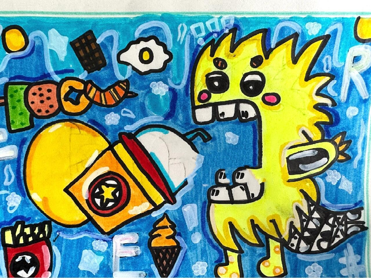 📝人美版三年级下册《大嘴怪》学生作品 🟡大嘴王争霸赛开始啦,谁