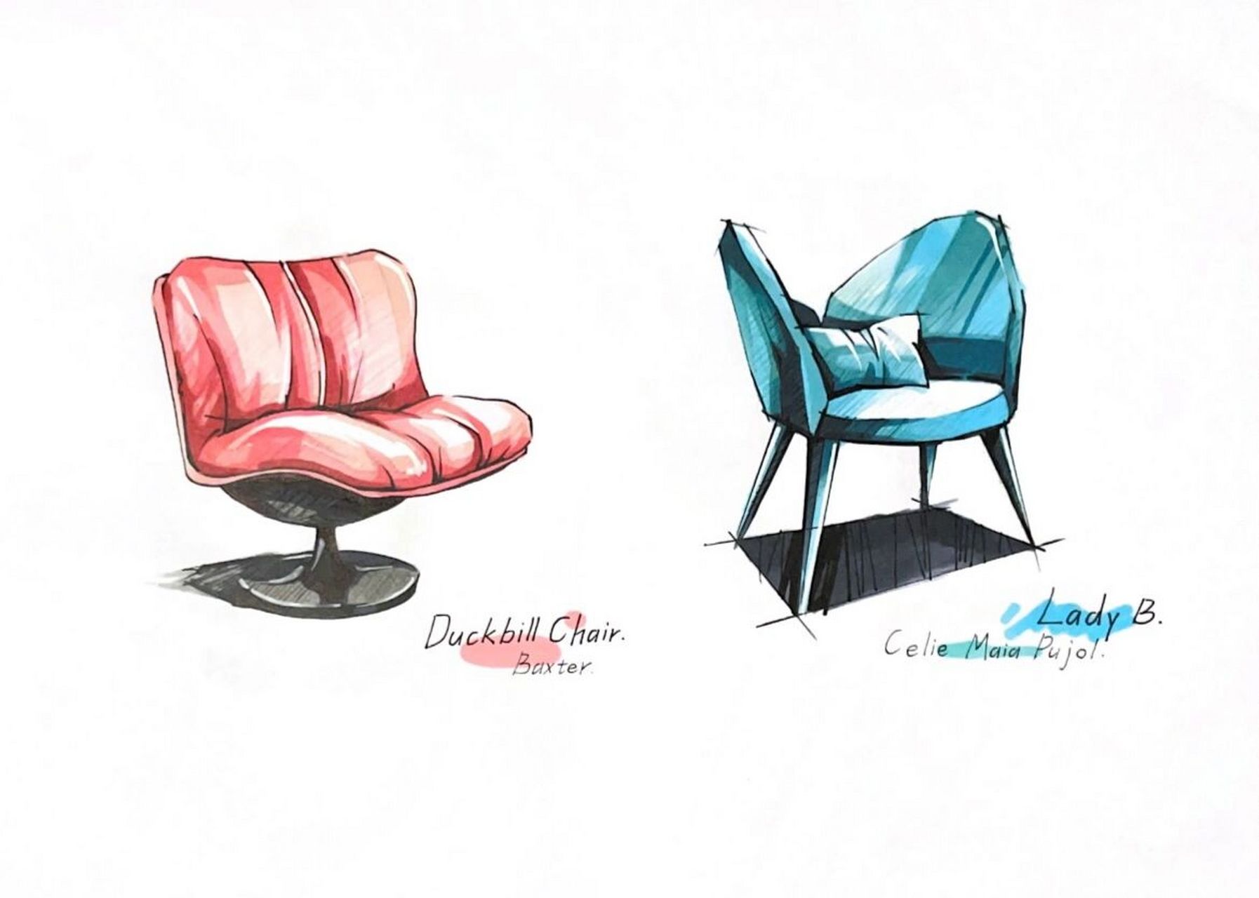 环艺/室内快题素材-大师椅单体 马克笔手绘大师椅