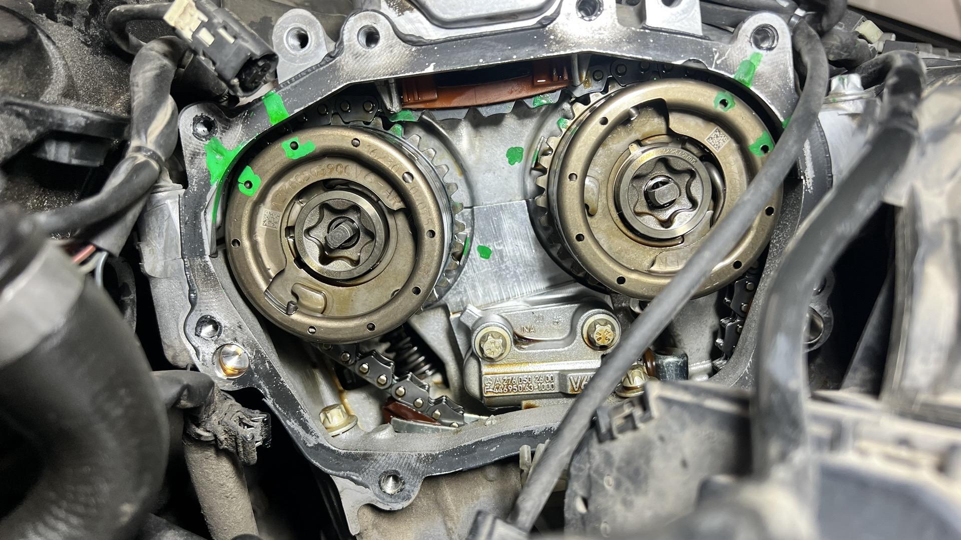 奔驰276发动机更换正时链轮