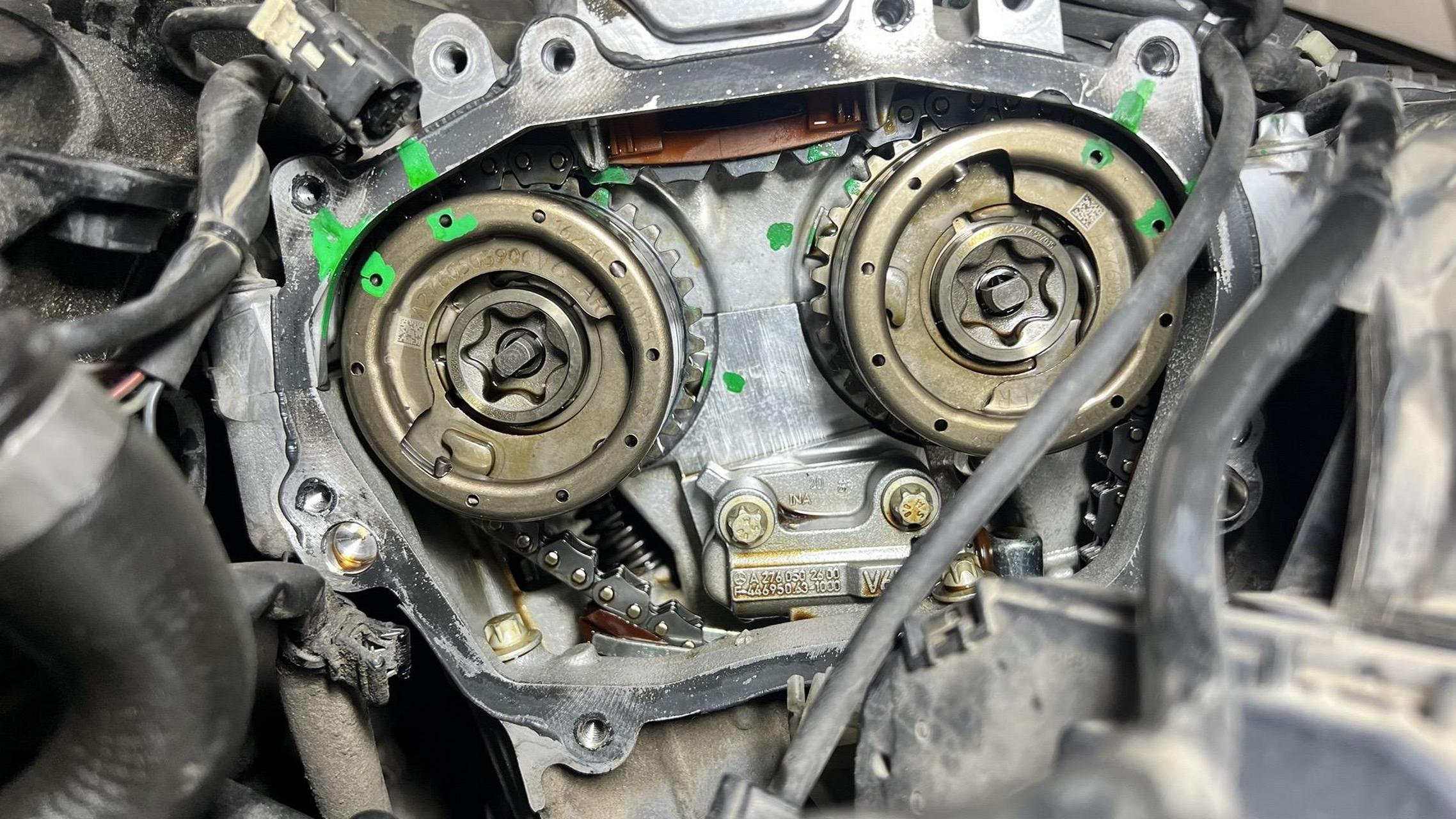 奔驰276发动机更换正时链轮