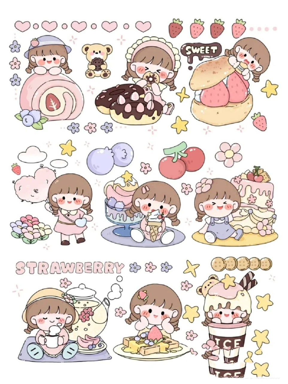 小麻薯贴纸素材,快来打印吧,礼貌拿图