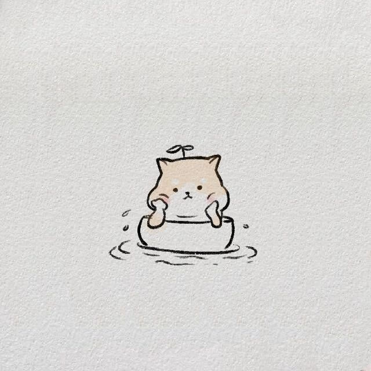 还没有喝到秋天的奶茶,难过的单身狗狗9898 #临摹画步骤# #简笔画