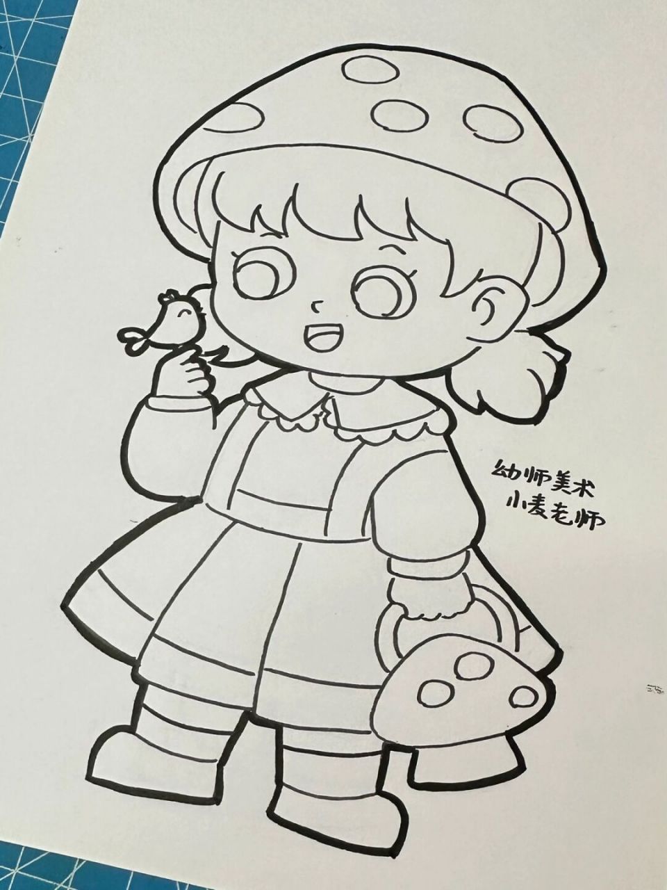 采蘑菇的小姑娘 	 马克笔:touchmark动漫80色 临摹《萌趣集》 适用于